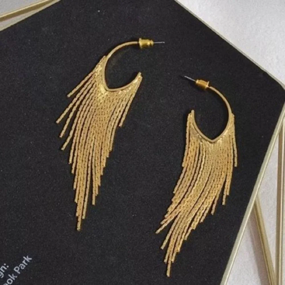 18K gold plated tassel dangle earrings, beautiful Earrings, cute Earrings - Picture 3 of 5